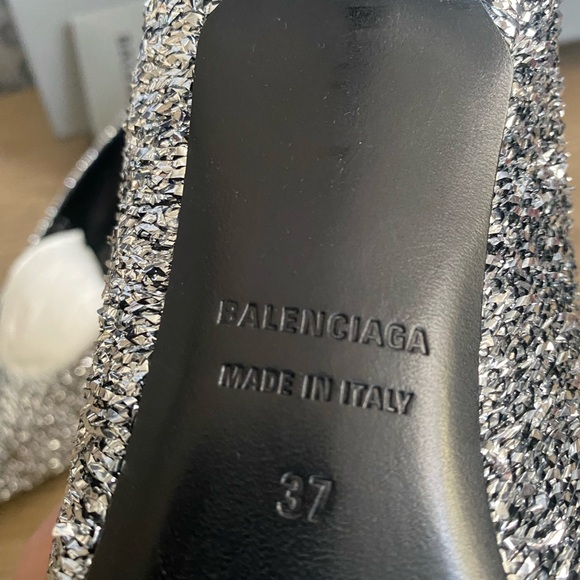 BALENCIAGA Silver Titanium Knife Mules - Picture 7 of 11